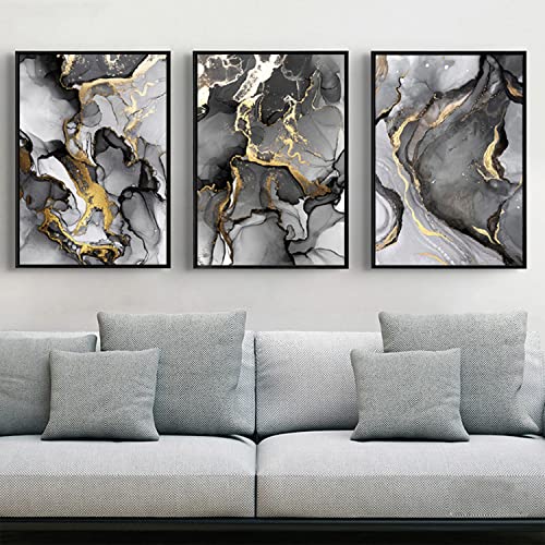 JNAOZI Leinwand Abstrakt Luxus Fluid Art，Islamische Leinwandmalerei,Leinwand Bilder in verschiedenen Formaten,islamische Wandbilder deko set, Ohne Rahmen (Stile 4,60x90cm*3)… von JNAOZI