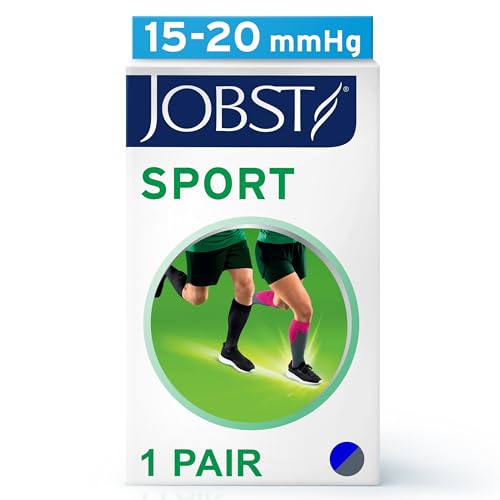 JOBST Unisex Sport Knee High 15-20 mmhg Athletic Compression Socks, Large, Blue/Grey von JOBST