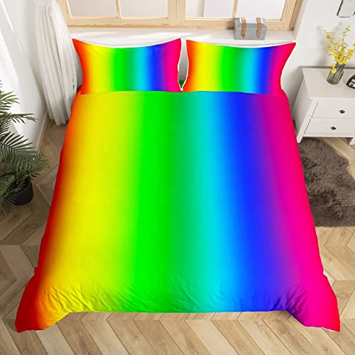 JOGAMA Bettwäsche 135x200 cm Regenbogen, 3D Bettwäsche Set Mikrofaser Bettbezug Regenbogenfarben für Kinder, Weiche Bettbezüge + 2 Kissenbezug 80x80 cm, mit Reißverschluss von JOGAMA