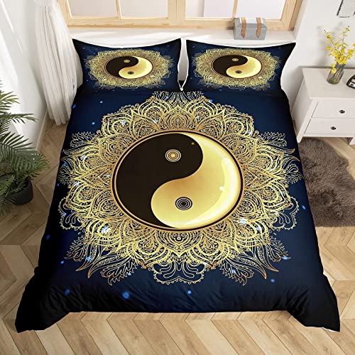 JOGAMA Bettwäsche 135x200 cm Yin-Yang-Thema, 3D Bettwäsche Set Mikrofaser Bettbezug Muster für Kinder, Weiche Bettbezüge + 2 Kissenbezug 80x80 cm, mit Reißverschluss von JOGAMA