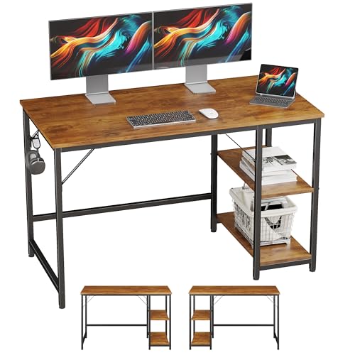 JOISCOPE Schreibtisch, Computertisch, Schreibtisch, Arbeitstisch, Spieltisch, mit Kopfhörerhaken, 2 Einlegeböden, 120x60cm, aus Altholz von JOISCOPE
