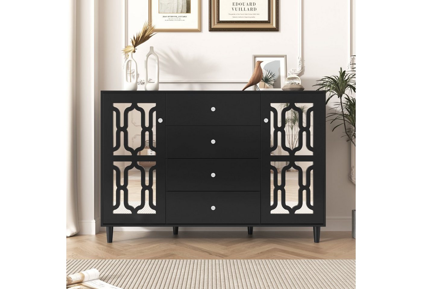 JOIVI Sideboard moderner Schrank, Anricht (mit Spiegeltür, mit großem Stauraum), für Wohnzimmer, Schlafzimmer, Kuchen von JOIVI