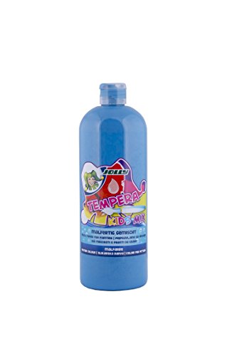 JOLLY Tempera Kids Mix Malfarbe, Flüssigfarbe, 1L Flasche Himmelblau, leuchtende und deckende Farben, unverdünnt oder mit Wasser vermalbar, auf allen Materialien anwendbar von JOLLY