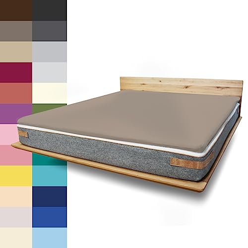 JONA SLEEP Topper-Bezug (100x200 cm) Braun, Topper Spannbettlaken Boxspringbett aus Baumwolle - Öko Tex - Topper Spannbetttuch für einfaches Beziehen (Safari, 100 x 200 cm) von JONA SLEEP