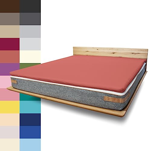 JONA SLEEP Topper-Bezug (120x200 cm) Rot, Topper Spannbettlaken Boxspringbett aus Baumwolle - Öko Tex - Topper Spannbetttuch für einfaches Beziehen (Kirsch, 120 x 200 cm) von JONA SLEEP