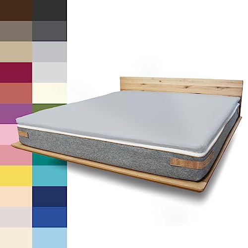 JONA SLEEP Topper-Bezug (140x200 cm) Grau, Topper Spannbettlaken Boxspringbett aus Baumwolle - Öko Tex - Topper Spannbetttuch für einfaches Beziehen (Grafit, 140 x 200 cm) von JONA SLEEP