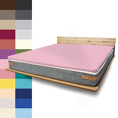 JONA SLEEP Topper-Bezug (160x200 cm) Rosa, Topper Spannbettlaken Boxspringbett aus Baumwolle - Öko Tex - Topper Spannbetttuch für einfaches Beziehen (Rosenholz, 160 x 200 cm) von JONA SLEEP