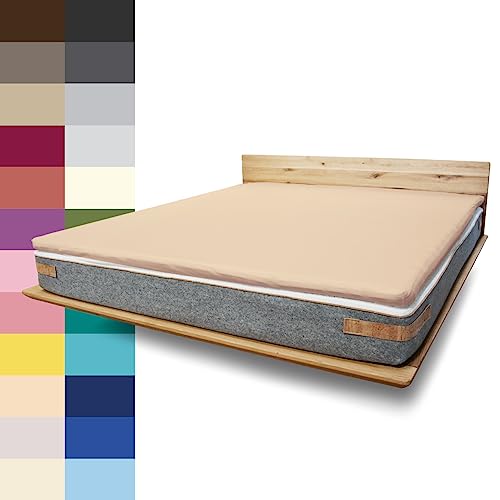 JONA SLEEP Topper-Bezug (180x200 cm) Topper Spannbettlaken Boxspringbett aus Baumwolle - Öko Tex - Bettlaken für einfaches Beziehen (Hellbeige, 180 x 200 cm) von JONA SLEEP