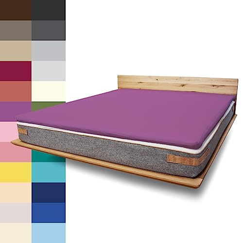 JONA SLEEP Topper-Bezug (180x200 cm) Topper Spannbettlaken Boxspringbett aus Baumwolle - Öko Tex - Bettlaken für einfaches Beziehen (dunkel Magenta, 120 x 200 cm) von JONA SLEEP