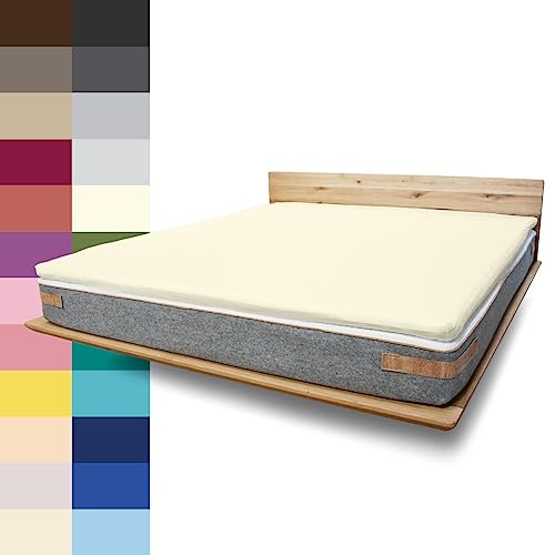 JONA SLEEP Topper-Bezug (140x200 cm) Elfenbein, Topper Spannbettlaken Boxspringbett aus Baumwolle - Öko Tex - Topper Spannbetttuch für einfaches Beziehen (Elfenbein, 140 x 200 cm) von JONA SLEEP