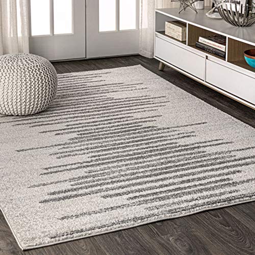 JONATHAN Y Aya Berber Stripe Geometric Area Rug, Bohemian, Easy Cleaning, for Bedroom, Kitchen, Living Room, Non Shedding Teppich, Polypropylen, Cremefarben, Grau, 3 X 5 von JONATHAN Y