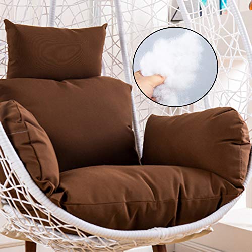 JORAsa Kissen für Egg Chair Swing, Outdoor-Hängesesselkissen Flauschig, Wasserdichter Ersatzbezug für Hängesesselkissen, Hängesesselkissen mit Kopfstütze und Armlehnen Braun HGTRH von JORAsa