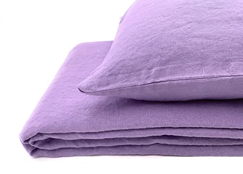 JOWOLLINA Natur Leinen Bettwäsche-Set Soft Washed Finish 180 g/m2 (Purple Rose, 155x220 cm, 40x80 cm) von JOWOLLINA