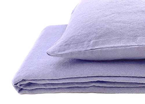 JOWOLLINA Natur Leinen Bettwäsche-Set Soft Washed Finish 180mg2 (Flieder, 155x220 cm, 50x70 cm) von JOWOLLINA