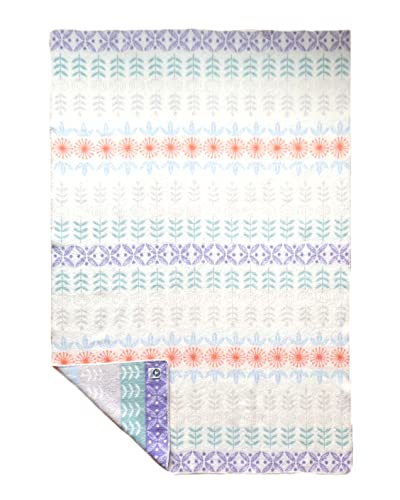 JOWOLLINA Wendedecke Wolldecke Plaid Kuscheldecke norwegische Wolle 130x200 cm (Folklore floral Orange Flieder) von JOWOLLINA