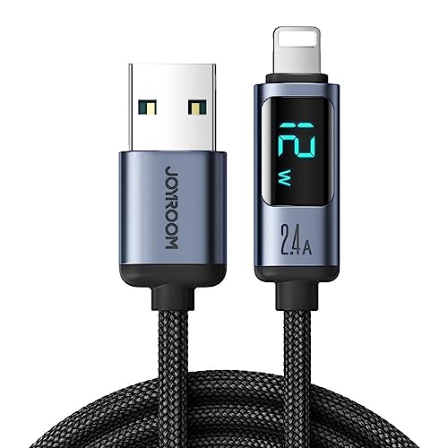 JOYROOM USB A auf iOS 8-poliges Datenkabel mit LED-Display, schnelles Laden und High-Speed-Datenübertragungskabel, kompatibel mit iPhone und iPad, 1,2 m von JOYROOM