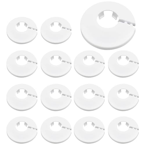 15 Pièces Colliers de Tuyau de Radiateur Couvercle de Pipe en Plastique pour Rosace Ronde Blanche pour Tuyaux Diamètre Solide Pipe Décoration Cache Plomberie pour Tuyau de Chauffage D'eau 16 mm von JRYXDS