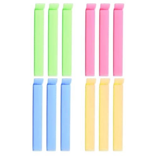 JRYXDS 12 Stück Lebensmittel Clips Kunststoff Verschlussklammern Clips Für Zuhause Zum Versiegeln Von Lebensmitteln Snacks Kaffee (Grün, Rosa, Gelb, Blau) von JRYXDS