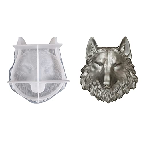 JS MOLD 3D Wolfskopf, Löwenkopf Wanddekoration Harz Silikonformen Große Tier Gießform Animal Resin Molds Silicone Wanddekorationen Harzform Für Wandbehang, DIY Handwerk (Wolfskopf) von JS MOLD