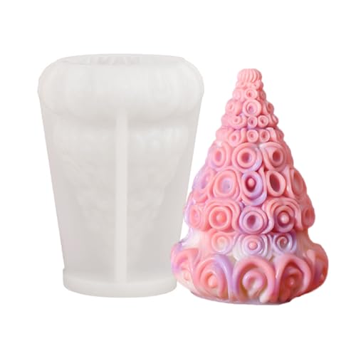 JS MOLD Weihnachten Kerzenform Silikon 3D Kreativer Weihnachtsbaum Kerzen Gießen Formen,Candle Mold Weihnachten für DIY Duftkerze, Weihnachten Handwerk Ornamente (15,2 x 11cm) von JS MOLD