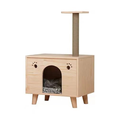 Katzenhaus aus Holz, 3-in-1-Multifunktions-Haustierbett – kann als Hundehaus/Nachttisch/Beistelltisch Verwendet Werden, für Familienschlafzimmer und Kinderzimmer 50CM(19.7in) style1 von JSLXNDM