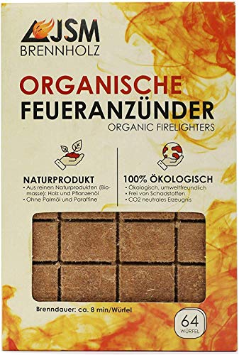 Grill-Anzünder von JSM® | Anzündwürfel aus Holz und Pflanzenöl | Kaminanzünder, Grillanzünder | 64 Würfel (5) von JSM-Brennholz