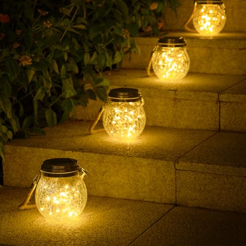 JSOT 4 Stück Solarlaterne für Außen Solarlampen Solarleuchten 30 LED Solar Lichter Deko IP65 Laternen Wetterfest Kugel Garten Party Terrassen Hochzeit Feier Romantisch Geburtstag Dekoration von JSOT