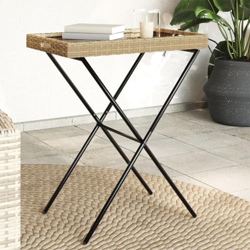 JUDYY Tabletttisch Klappbar Beige 65x40x75 cm Poly Rattan, Balkontisch, Beistelltisch Outdoor, Balkon Tisch, Gartentisch Klein, Tisch Klein, Gartenmöbel, Terrassen Tisch - 365130 JUDYY Tabletttisch Klappbar Beige 65x40x75 cm Poly Rattan, Balkontisch, Beistelltisch Outdoor, Balkon Tisch, Gartentisch Klein, Tisch Klein, Gartenmöbel, Terrassen Tisch - 365130 von JUDYY