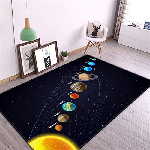 JUEWEIER 3D Sonnensystem Kinderzimmer Teppich Weltraum Planet Teppich Junge Schlafzimmer rutschfeste Matte Badezimmer Heimdekoration Spielkrabbelmatte von JUEWEIER