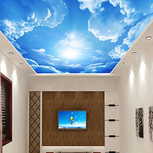 JUEWEIER Blauer Himmel weiße Wolke Decke Tapete kreatives Design Heimdekoration Foto selbstklebende Tapete von JUEWEIER