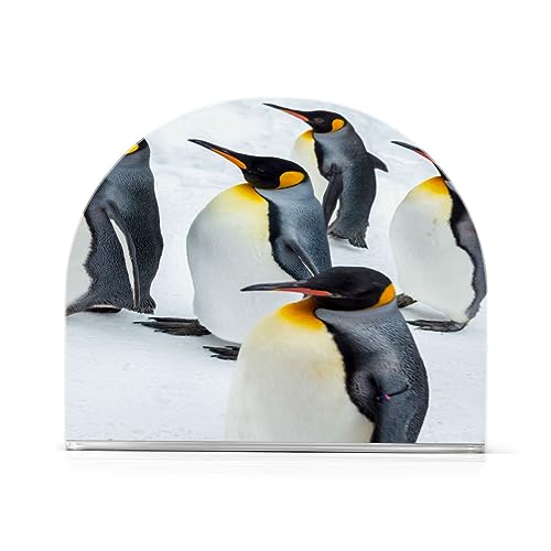 JUMBEAR Stehende lustige Pinguine Serviettenhalter für Tische, eleganter Acrylteller Papierserviettenhalter, Papierserviettenhalter für Restaurant, Dekoration, Küche, Bar, Zubehör von JUMBEAR