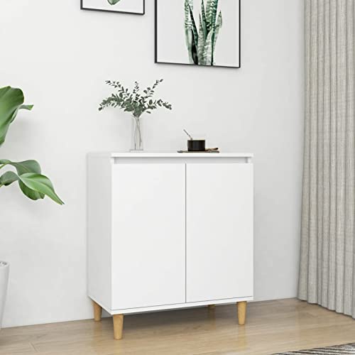 JUNZAI Sideboard, Schlafzimmer Kommode, Komodenschrank, Küchenschrank, Commode, Flurkommode, Schrank, Schlafzimmerkommode, mit Massivholz-Beinen Weiß 60x35x70 cm Holzwerkstoff von JUNZAI