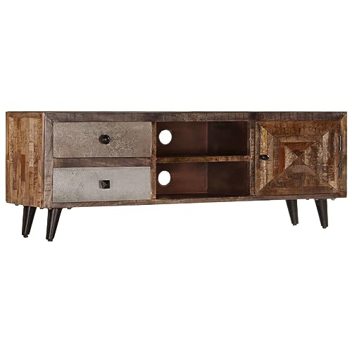 JUNZAI TV-Schrank, Fernsehtisch, Tv Lowboard, Fernsehschrank, Tv Bank, Tv Table, Tv Kommode, 118×30×40 cm Massivholz Mango von JUNZAI