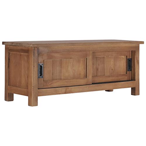 JUNZAI TV-Schrank, Fernsehtisch, Tv Lowboard, Fernsehschrank, Tv Bank, Tv Table, Tv Kommode, 90×30×35 cm Massivholz Teak von JUNZAI