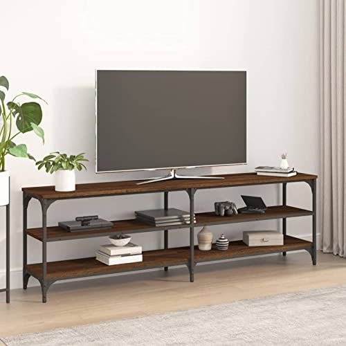 JUNZAI TV-Schrank Braun Eichen-Optik 160x30x50 cm Holzwerkstoff, TV Lowboard, Fernsehschrank, Fernsehtisch, Fernseher Schrank, TV Sideboard, TV Board, TV Cabinet, TV Bank, TV Kommode von JUNZAI