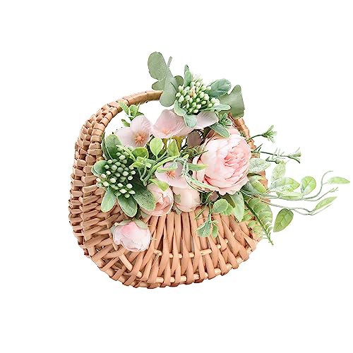 JUOPZKENN Geflochtener Weidenkorb, Blumenmädchenkorb, Rattankorb, Halbmond-Weidenkorb mit Griff für Hochzeit, Zuhause, Garten, Dekoration, Aufbewahrung (#1) von JUOPZKENN