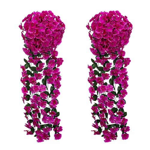 JUSTOYOU Künstliche Wisteria Blume Girlande, Faux Wisteria Hängende Blume Magenta, gefälschte hängende Korb Pflanze Seide Trailblume für Garten Wand Innen Dekoration (2pcs, Magenta) von JUSTOYOU