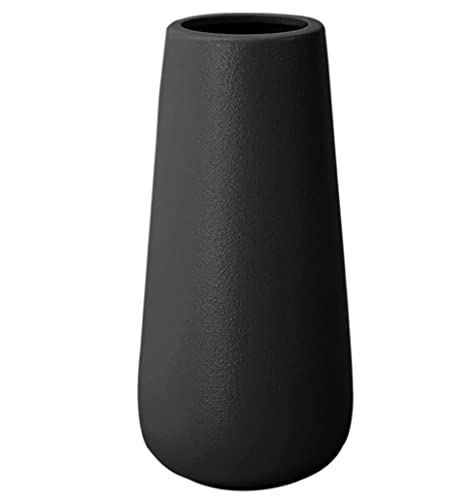 Vase Schwarz 28 cm Hoch, Blumenvasen Modern aus Keramik für Tischdeko Innenbereich, Deko Vasen für Pampasgras von JUZAI