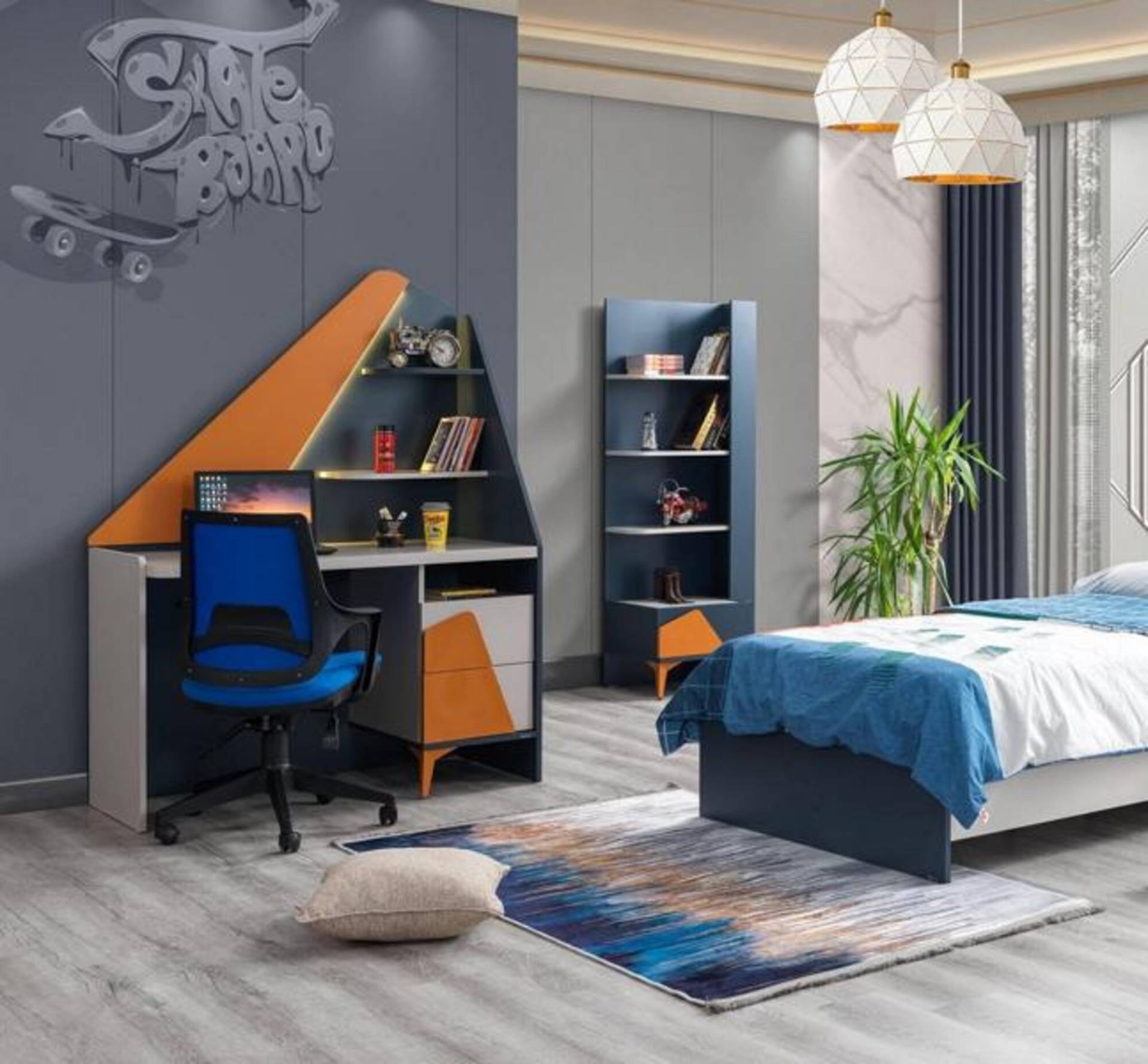 Jugendzimmer Set Schreibtisch Bücherregal Komplett Moderne Schränke Top-Qualität Jugendzimmer Set Schreibtisch Bücherregal Komplett Moderne Schränke Top-Qualität von JV Möbel