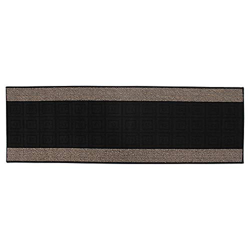 JVL Palmero Teppichläufer, maschinenwaschbar, Latex-Rückseite, Schwarz/Beige, Gummi, 57 x 180 cm von JVL