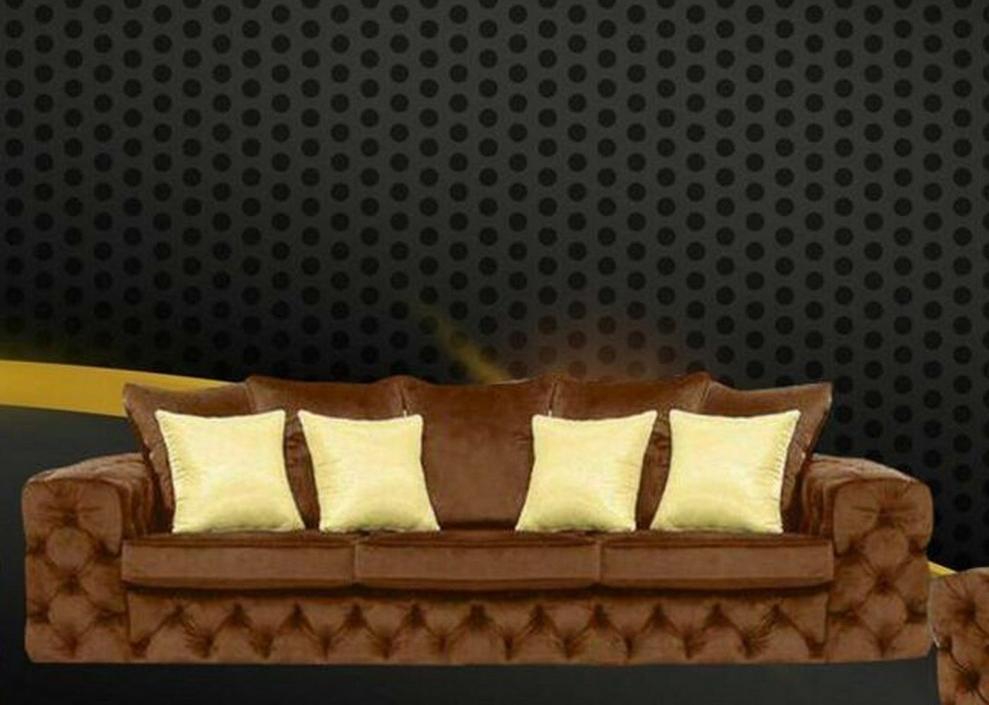 JVmoebel Chesterfield-Sofa, Luxus 4 Sitzer Couch Polster Sofa Leder Stoff Textil Couchen Garnitur Dreisitzer von JVmoebel