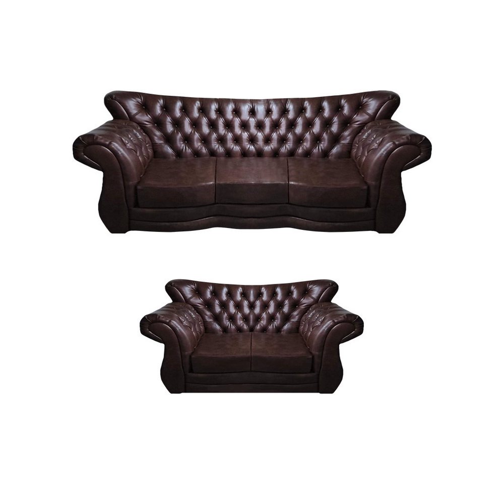 JVmoebel Chesterfield-Sofa Komplett Sofas Dreisitze mit Zweisitzer Couch Leder Sitzmöbel Chester, 2 Teile, Made in Europa von JVmoebel