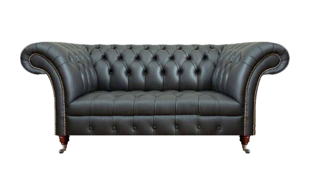 JVmoebel Chesterfield-Sofa Leder Sofa Zweisitzer Couch Polstermöbel Polster Schwarz Möbel, 1 Teile, Made in Europa von JVmoebel