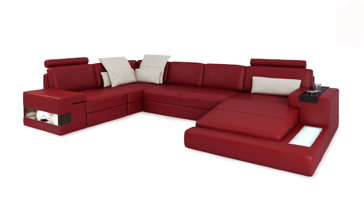JVmoebel Ecksofa, U Form Sofa Couch Polster Wohnlandschaft Design Ecksofa Leder von JVmoebel