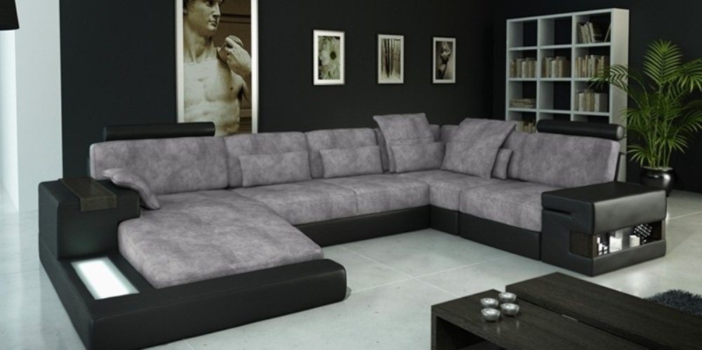 JVmoebel Ecksofa Großes Sofa Wohnlandschaft Ledersofa Polster Sitz Ecke Couch Sofas, Made in Europe von JVmoebel