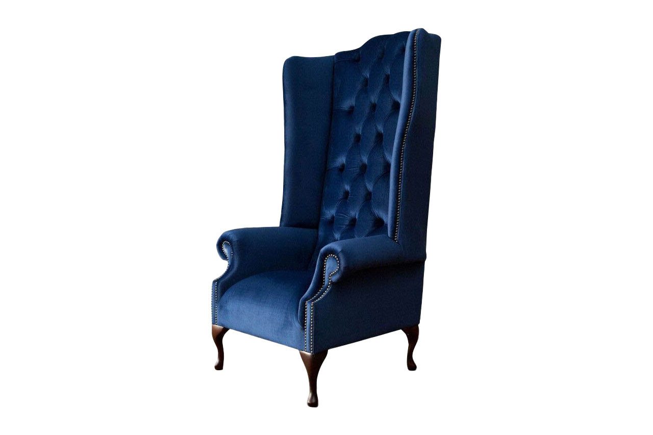 JVmoebel Ohrensessel (Ohrensessel), Sessel Chesterfield Couch Textil Lounge Polster Blau Luxus Ohrensessel von JVmoebel