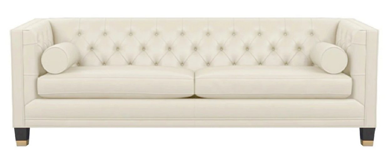 JVmoebel Sofa Creme Dreisitzer Chesterfield Modern Design Couchen Leder Sofa, Made in Europe von JVmoebel
