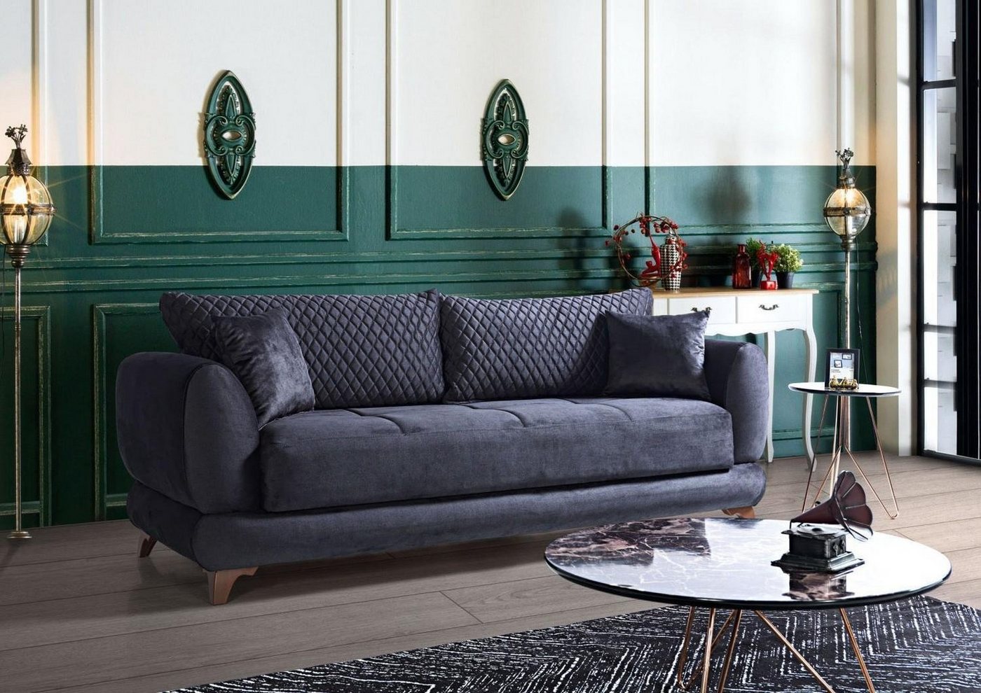 JVmoebel Sofa Dreisitzer Couch mit Schlaffunktion Sofa Bett Klappcouch Textil Sofas, Made In Europe von JVmoebel