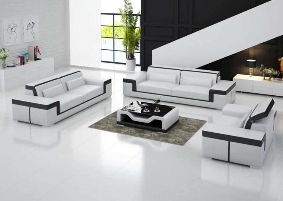 JVmoebel Sofa Schwarze Sofagarnitur Moderne Wohnzimmer Couch Garnitur 3+2+2 Set, Made in Europe von JVmoebel