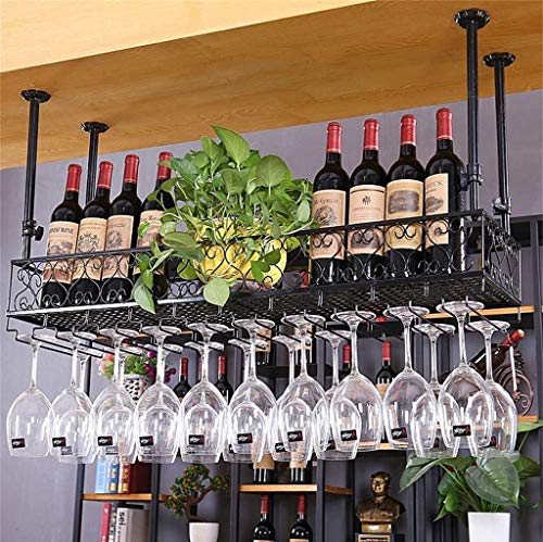 JWBXFYXW Wandmontierte Weinregal mit schwimmenden Regalen für Bareinheit Metall Eisenweinglashalter und Flaschenlagerendedecke Hängende Becher Stammbalken schwarz 47 × 10 Zoll JWBXFYXW Wandmontierte Weinregal mit schwimmenden Regalen für Bareinheit Metall Eisenweinglashalter und Flaschenlagerendedecke Hängende Becher Stammbalken schwarz 47 × 10 Zoll von JWBXFYXW